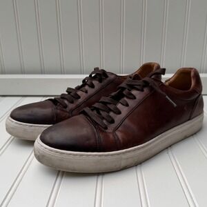 Magnanni Brown Leather Low Top Sneakers Mens Size 10 M Spain